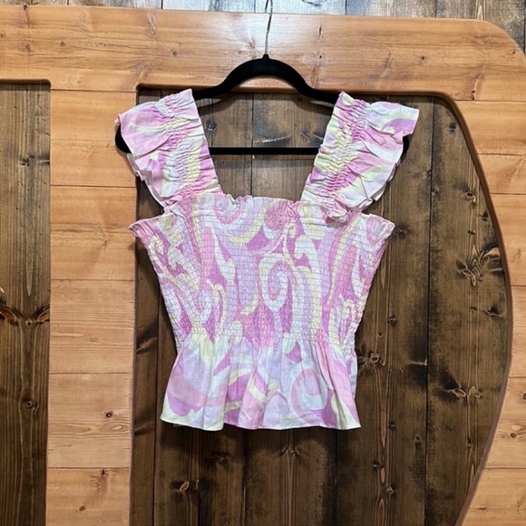 Hill House The Paz Crop Smock Top in Candy Kaleidoscope - Picture 3 of 4